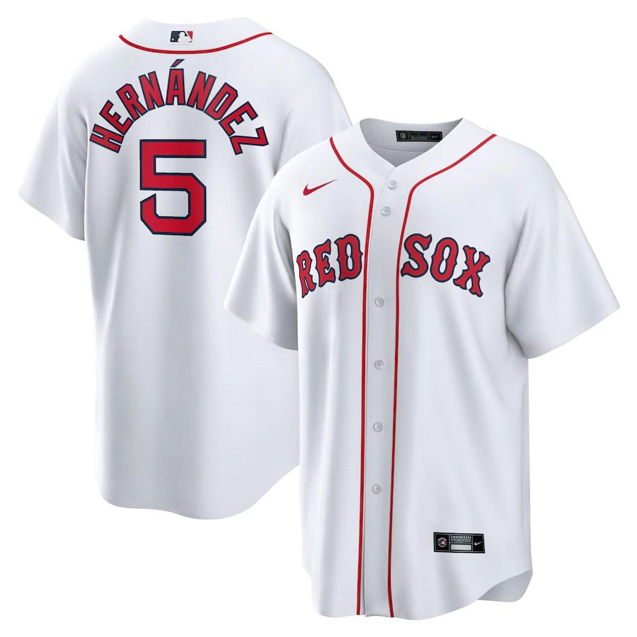 Men Boston Red Sox #5 Enrique Hernandez Nike White Home Official Replica Player MLB Jersey->customized mlb jersey->Custom Jersey